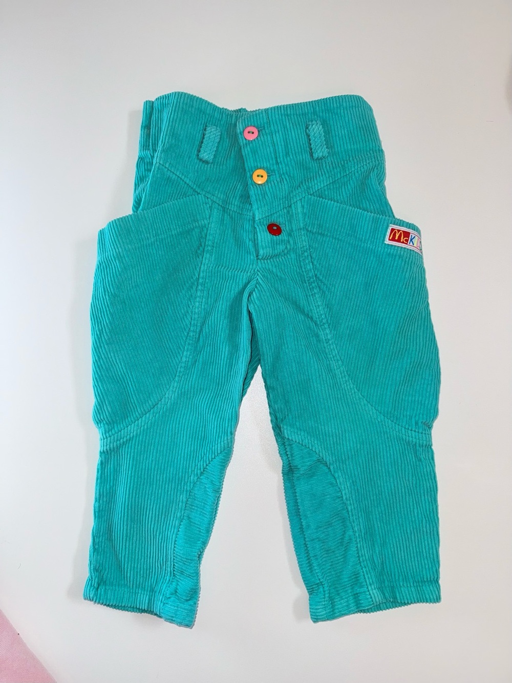 Vibrant turquoise vintage McKids cotton corduroy pants.